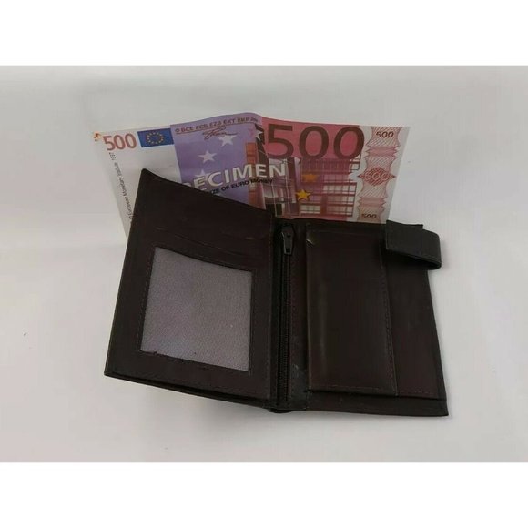 Men's Wallet Vintage Brown Genuine Leather Handmade Bifold Spain Euro style New - Picture 6 of 6